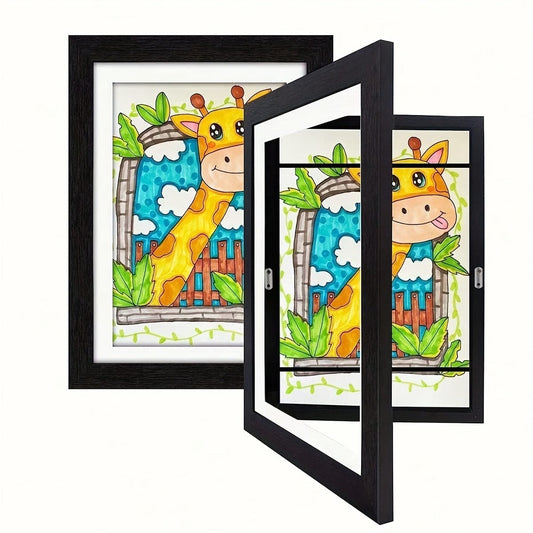 2 Stück/Set Kunstrahmen, A4 Frontöffnung Bilderrahmen, Wandmontierte Holzrahmen, Moderne transparente Rahmen für Zuhause, Klappbare Holzmagnetrahmen, Zum Speichern und Ausstellen von Kunstwerken, Graffiti, Auszeichnungen und Zertifikaten,