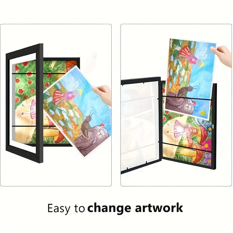 2 Stück/Set Kunstrahmen, A4 Frontöffnung Bilderrahmen, Wandmontierte Holzrahmen, Moderne transparente Rahmen für Zuhause, Klappbare Holzmagnetrahmen, Zum Speichern und Ausstellen von Kunstwerken, Graffiti, Auszeichnungen und Zertifikaten,