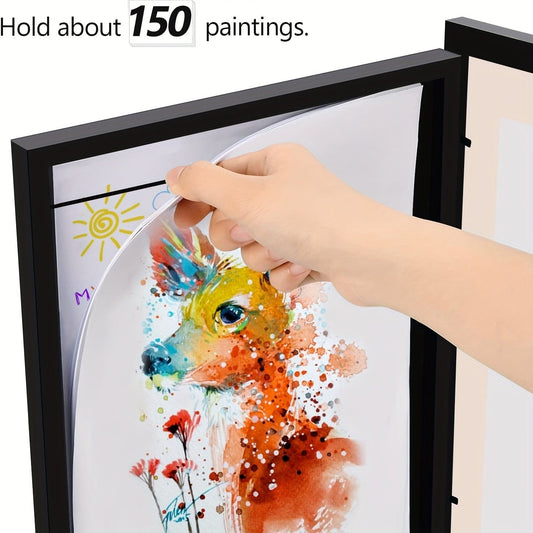 2 Stück/Set Kunstrahmen, A4 Frontöffnung Bilderrahmen, Wandmontierte Holzrahmen, Moderne transparente Rahmen für Zuhause, Klappbare Holzmagnetrahmen, Zum Speichern und Ausstellen von Kunstwerken, Graffiti, Auszeichnungen und Zertifikaten,