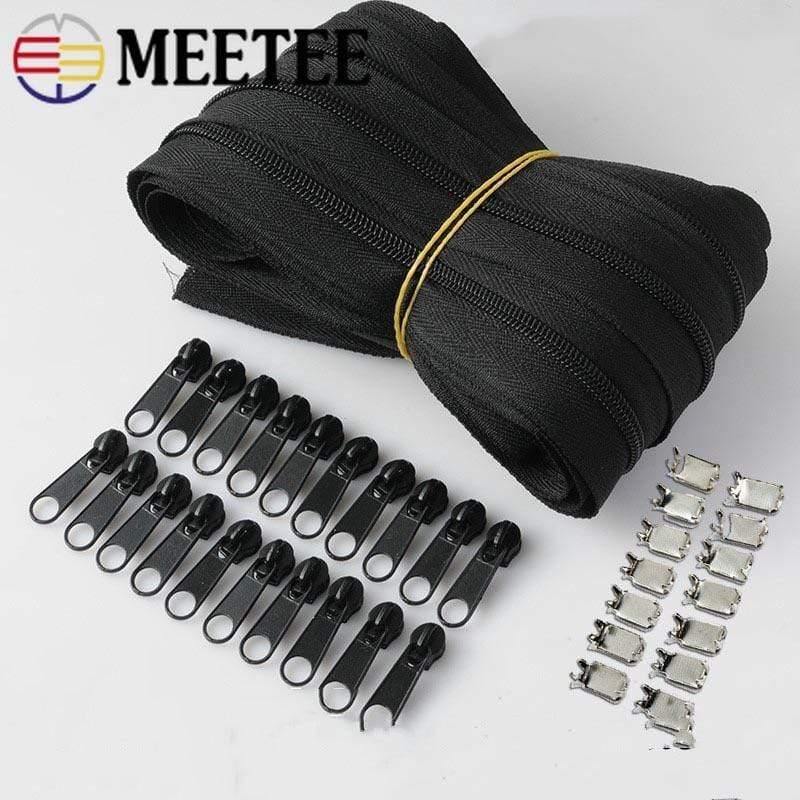 Meetee 10/20M Nylon 3# Zipper with Slider & Stop for Quilt Bags Tent Invisible Clothing Zipper Sewing Craft Supplies