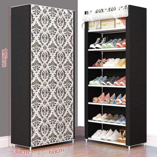 Schuhregal 8-lagig 7-Gitter Vliesstoffe großer Schuhschrank Organisator abnehmbarer Schuhaufbewahrung für Wohnmöbel
