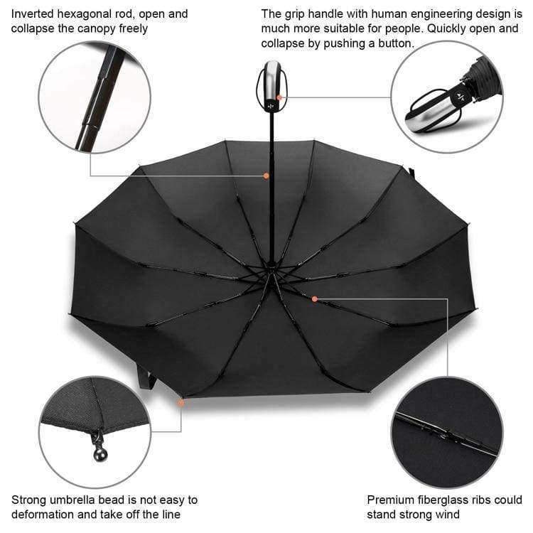 Folding automatic umbrella rain women men auto luxury large windproof travel umbrellas for men rain black coating