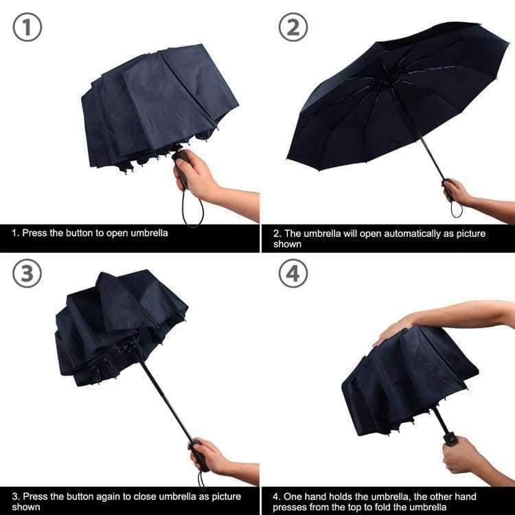 Folding automatic umbrella rain women men auto luxury large windproof travel umbrellas for men rain black coating