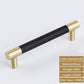 5PCS Schrankgriffe Massivmessing Schrank Kleiderschrank Züge Schwarz/Braun Leder Hardware Schubladen Türgriffe Wohnmobilar Decor