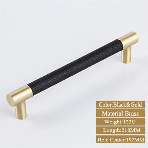1PCS Schrankgriffe Massives Messing Schrank Kleiderschrank Ziehgriffe Schwarzes Leder Hardware Schublade Möbel Türgriffe Kommode Ziehgriff