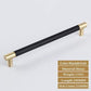 1PCS Schrankgriffe Massives Messing Schrank Kleiderschrank Ziehgriffe Schwarzes Leder Hardware Schublade Möbel Türgriffe Kommode Ziehgriff