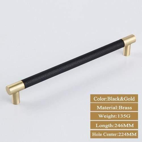 1PCS Schrankgriffe Massives Messing Schrank Kleiderschrank Ziehgriffe Schwarzes Leder Hardware Schublade Möbel Türgriffe Kommode Ziehgriff