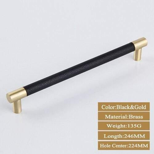 5PCS Schrankgriffe Massivmessing Schrank Kleiderschrank Züge Schwarz/Braun Leder Hardware Schubladen Türgriffe Wohnmobilar Decor