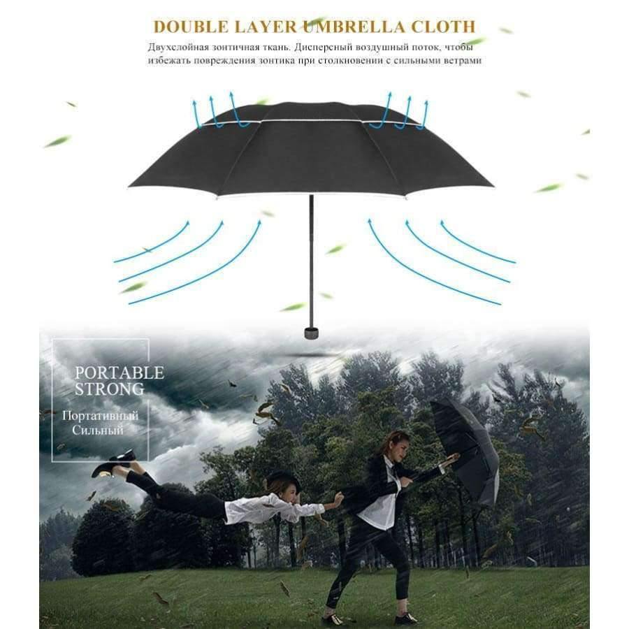Quality umbrella rain women men windproof double layer sun 3-folding 112cm umbrella male female man travel umbrella