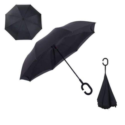 Reverse Fold Double Layer Inverted Chuva Umbrella Self-Standing Inside Out Rain Protection C-Hook Hands for Car