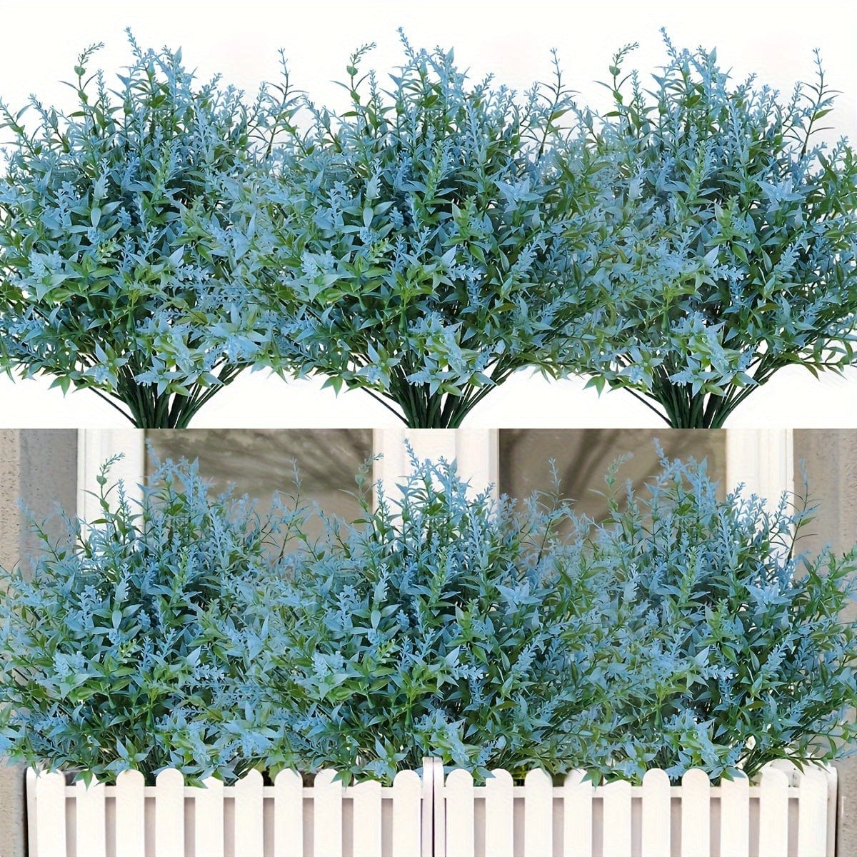 10 Bündel Künstliche Lavendelblumen Außen UV-beständige Fake Blumen Kein Verblassen Falsche Plastikpflanzen Garten Veranda Fensterbank Dekoration Innen Außen Hängender Pflanzer Zuhause Küche Büro Hochzeit Garten Dekor
