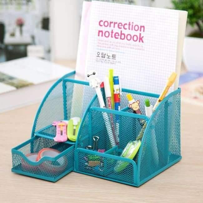7-Zellen-Metallgitter-Desktop-Bürostift-Bleistift-Halter Eisen-Schreibtisch-Organizer für Scheren Lineal Schreibwaren Schulbedarf Zubehör