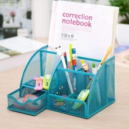 7-Zellen-Metallgitter-Desktop-Bürostift-Bleistift-Halter Eisen-Schreibtisch-Organizer für Scheren Lineal Schreibwaren Schulbedarf Zubehör