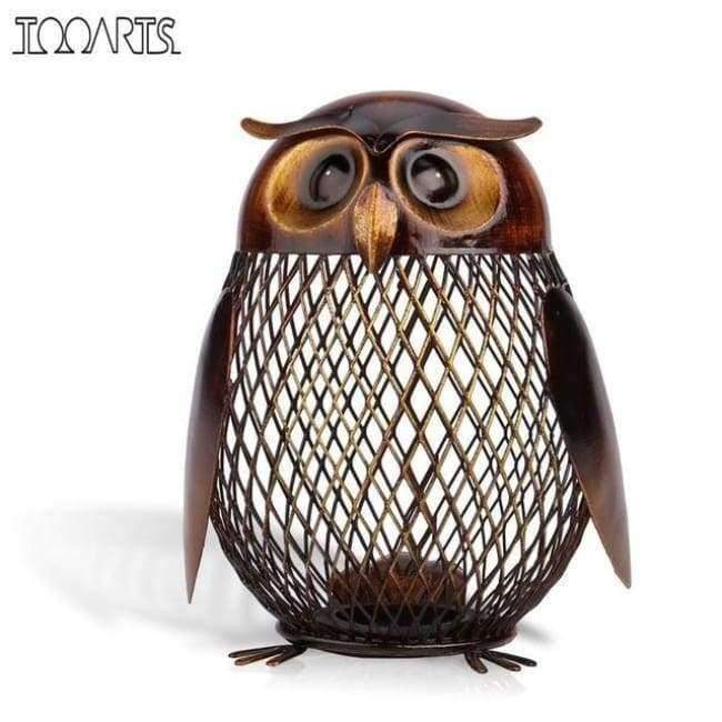 Bank Eule Form Figur Figurine Sparschwein Geldbox Metall Münzbox Sparbox Wohnkultur Handwerk Geschenk Für Münzen