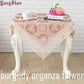 Leichtkaffee Pure Organza Spitzeneinfassung LOTUS Bestickte Tischdecke