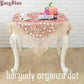 Leichtkaffee Pure Organza Spitzeneinfassung LOTUS Bestickte Tischdecke