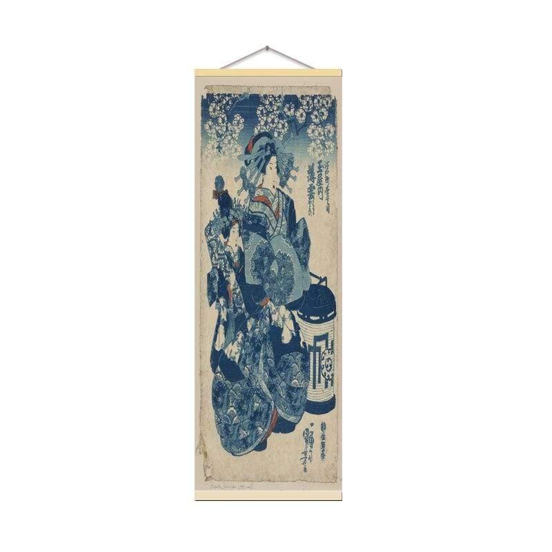 Japanisches Ukiyoe-Poster für HD-Leinwand-Wandbilder zur Dekoration des Wohnzimmers Wandkunst mit Massivholz Hängescroll