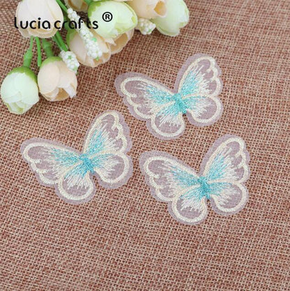 10/12 pieces   Lace Butterfly  Multicolor Fabric Embroidery Patch  Sew On Polyester DIY Patch  L0919