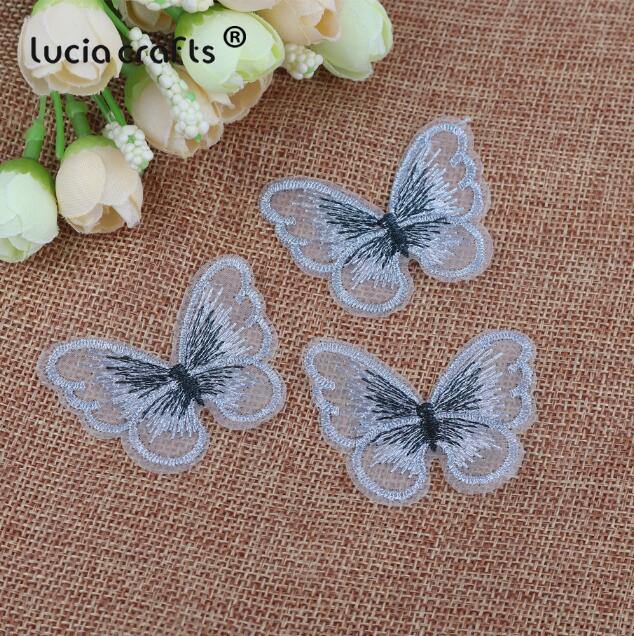 10/12 pieces   Lace Butterfly  Multicolor Fabric Embroidery Patch  Sew On Polyester DIY Patch  L0919