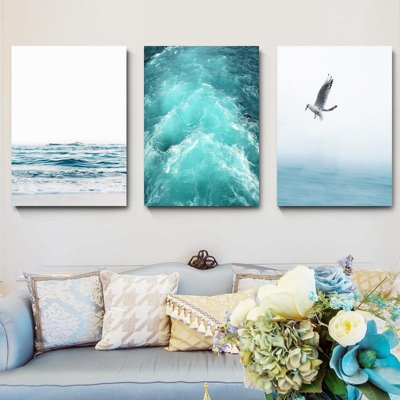 Leinwandmalerei Freie Möwen Wellen Strand Kunstposter Wohnzimmer Dekoration Meeresvögel Wand