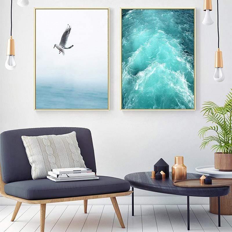Leinwandmalerei Freie Möwen Wellen Strand Kunstposter Wohnzimmer Dekoration Meeresvögel Wand