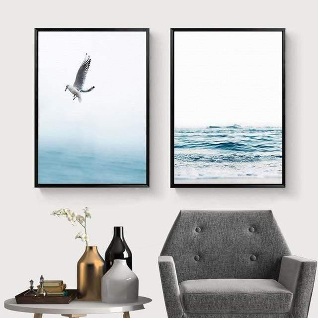 Leinwandmalerei Freie Möwen Wellen Strand Kunstposter Wohnzimmer Dekoration Meeresvögel Wand