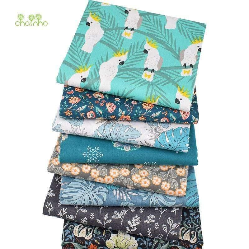 Cartoon Jungle Parrot Series, Printed Twill Cotton Fabric, For DIY Sewing Quilting Baby and Kids Bedding Material