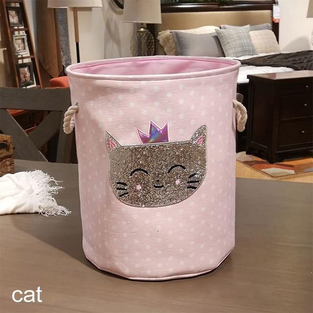 35*40cm Utensilien Lagerfässer Hohe Kapazität Pinke Schwan Katze Faltbare Spielzeug Aufbewahrungsbox Haushaltsorganisator Schmutzige Wäschekorb Canvas
