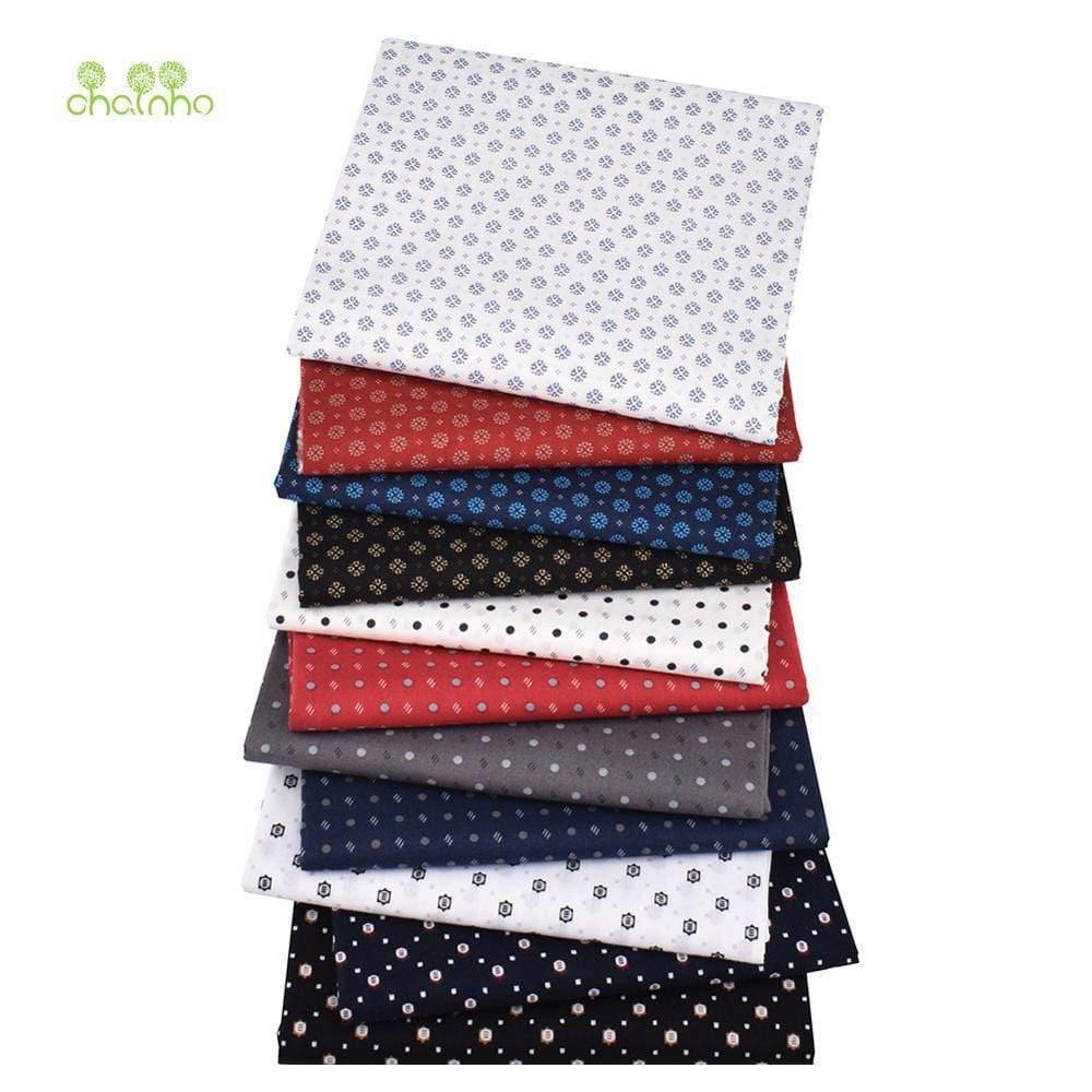 Chainho, Geometric Patterns, Printed Solid Color Cotton Fabric, DIY Quilting & Sewing Poplin Material for Baby & Children's Clothes, Shirt, Skirt