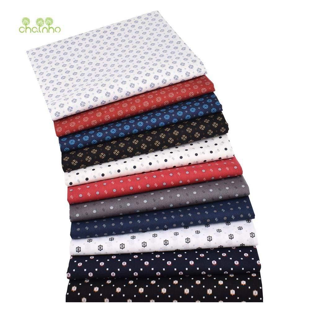 Chainho, Geometric Patterns, Printed Solid Color Cotton Fabric, DIY Quilting & Sewing Poplin Material for Baby & Children's Clothes, Shirt, Skirt