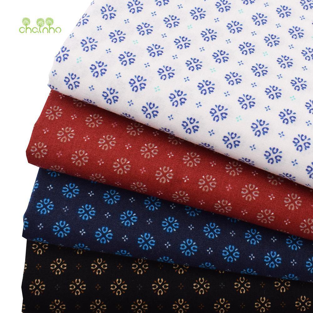 Chainho, Geometric Patterns, Printed Solid Color Cotton Fabric, DIY Quilting & Sewing Poplin Material for Baby & Children's Clothes, Shirt, Skirt