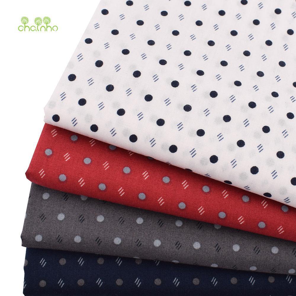 Chainho, Geometric Patterns, Printed Solid Color Cotton Fabric, DIY Quilting & Sewing Poplin Material for Baby & Children's Clothes, Shirt, Skirt