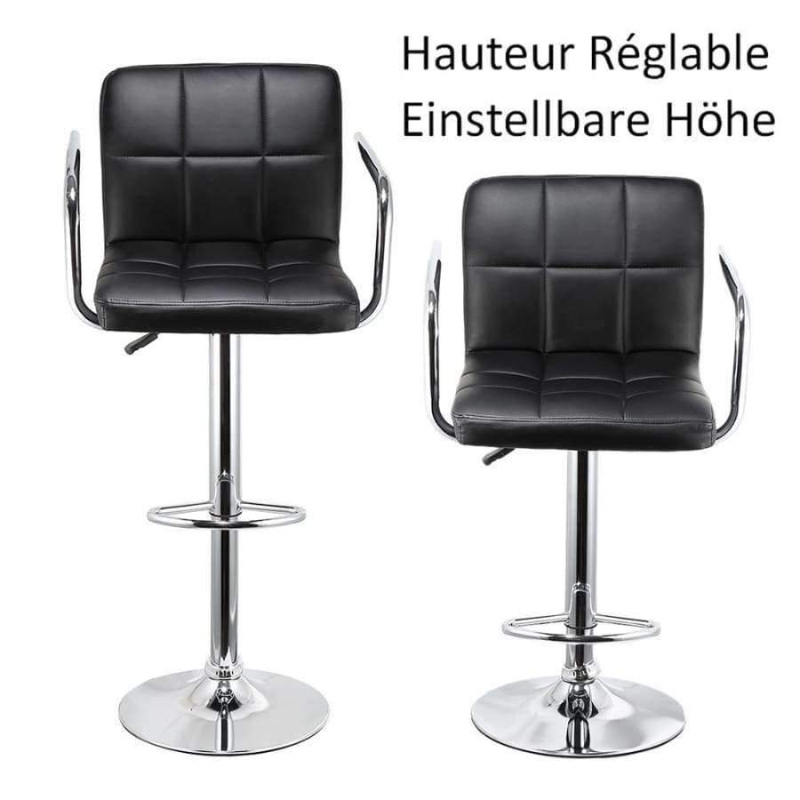 JEOBEST 2-teiliges Barhocker Set Drehbar Schwarzes Leder Höhenverstellbarer Pub Bar Stuhl Modernes Wohnzimmermöbel FR DE Lager HWC