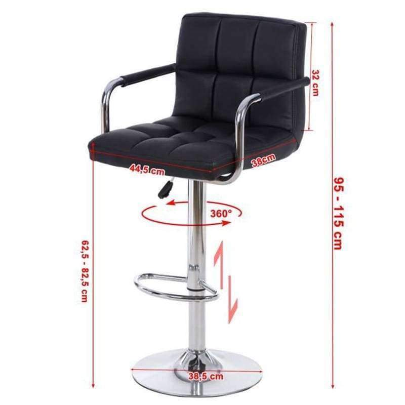 JEOBEST 2-teiliges Barhocker Set Drehbar Schwarzes Leder Höhenverstellbarer Pub Bar Stuhl Modernes Wohnzimmermöbel FR DE Lager HWC