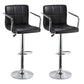 JEOBEST 2-teiliges Barhocker Set Drehbar Schwarzes Leder Höhenverstellbarer Pub Bar Stuhl Modernes Wohnzimmermöbel FR DE Lager HWC