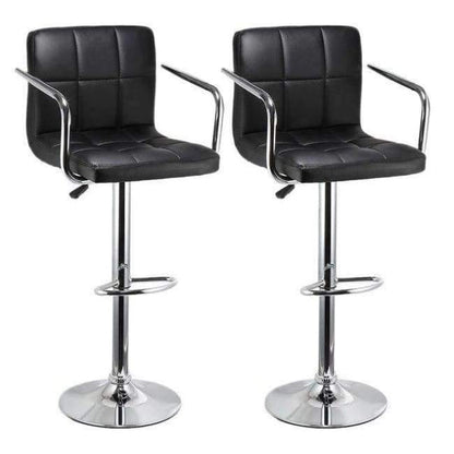JEOBEST 2-teiliges Barhocker Set Drehbar Schwarzes Leder Höhenverstellbarer Pub Bar Stuhl Modernes Wohnzimmermöbel FR DE Lager HWC