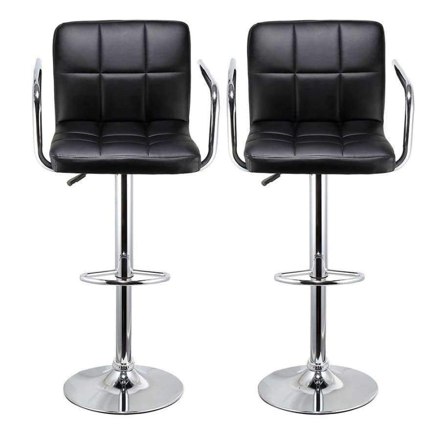 JEOBEST 2-teiliges Barhocker Set Drehbar Schwarzes Leder Höhenverstellbarer Pub Bar Stuhl Modernes Wohnzimmermöbel FR DE Lager HWC