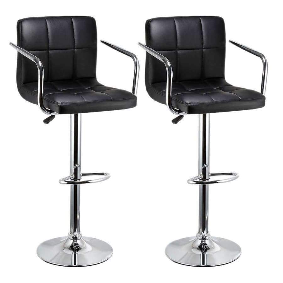 JEOBEST 2-teiliges Barhocker Set Drehbar Schwarzes Leder Höhenverstellbarer Pub Bar Stuhl Modernes Wohnzimmermöbel FR DE Lager HWC