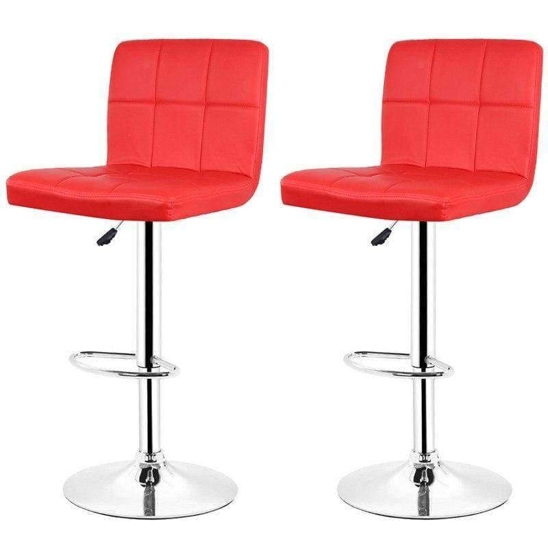 JEOBEST 2PCS/Set Küchen Barhocker Stuhl Leder Verstellbar Drehbare Barhocker Frühstücksbar Stühle Schwarz/Rot DE FR HWC