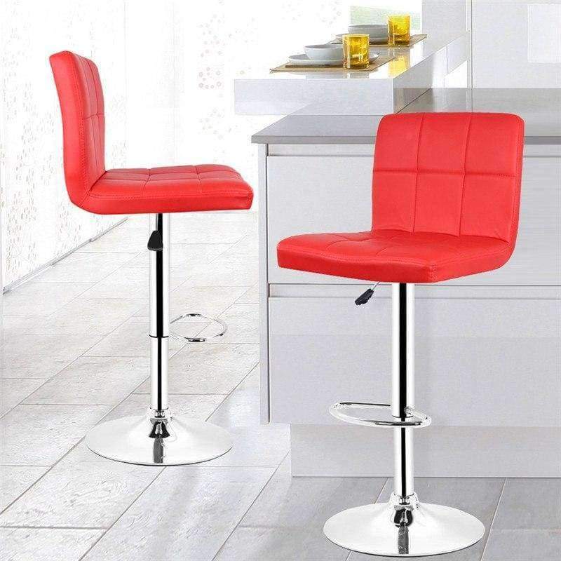 JEOBEST 2PCS/Set Küchen Barhocker Stuhl Leder Verstellbar Drehbare Barhocker Frühstücksbar Stühle Schwarz/Rot DE FR HWC