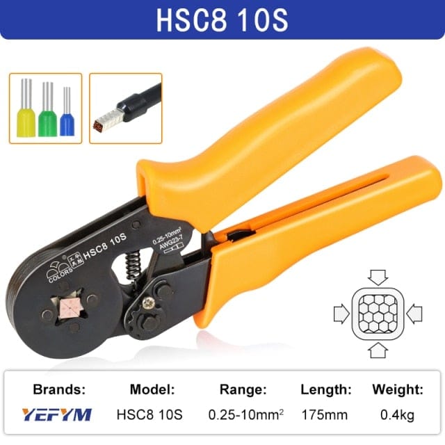 Tubulare Terminal Crimping Tools Mini Electric Pliers HSC8 6-4A/6-4 0.25-10mm² 23-7AWG 6-6 0.25-6mm² High Precision Clamp Sets