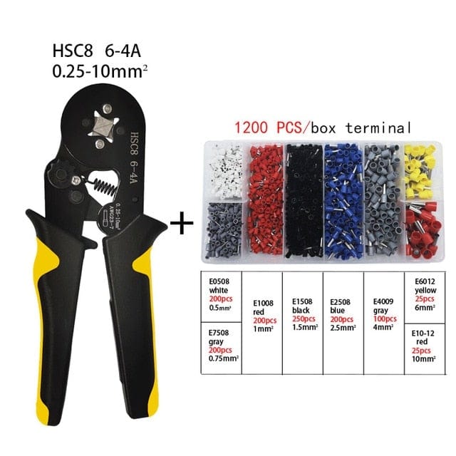 Tubular Terminal Crimping Tool Mini Electrician Pliers Hand Tools HSC8 6-4 0.06-10mm2 28-7AWG High Precision Pliers Set