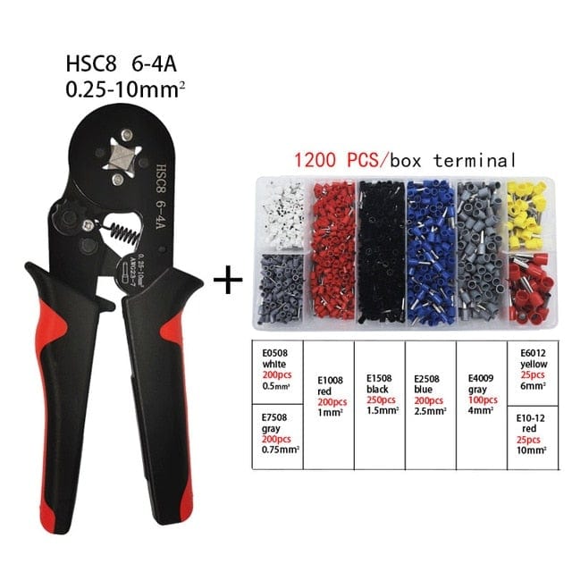 Tubular Terminal Crimping Tool Mini Electrician Pliers Hand Tools HSC8 6-4 0.06-10mm2 28-7AWG High Precision Pliers Set