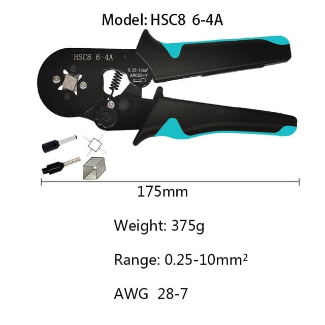Tubular Terminal Crimping Tool Mini Electrician Pliers Hand Tools HSC8 6-4 0.06-10mm2 28-7AWG High Precision Pliers Set