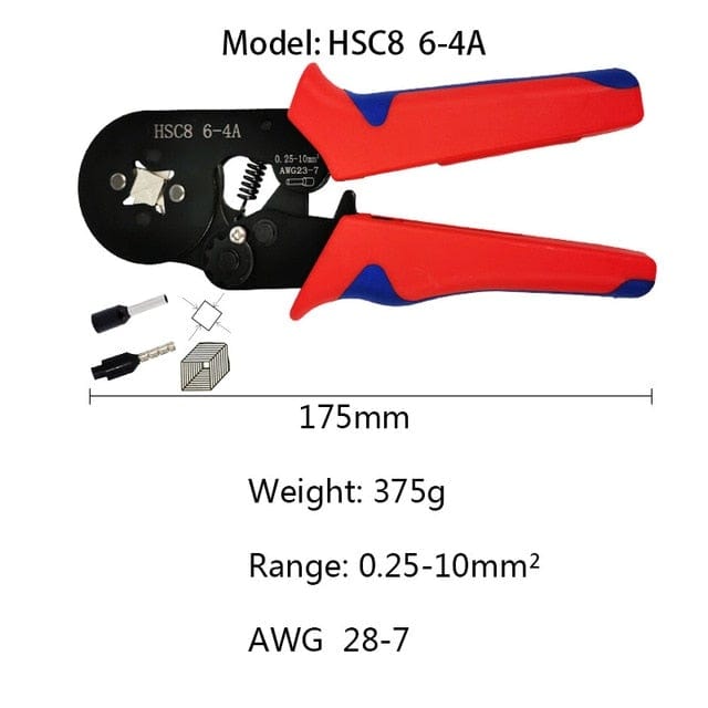 Tubular Terminal Crimping Tool Mini Electrician Pliers Hand Tools HSC8 6-4 0.06-10mm2 28-7AWG High Precision Pliers Set