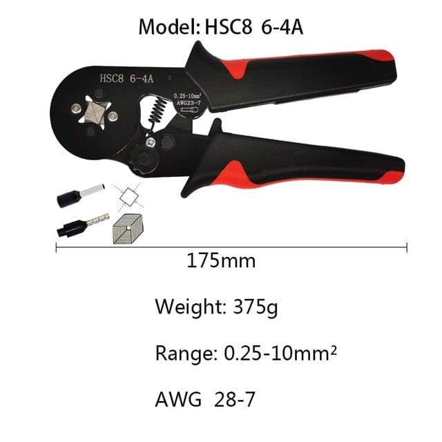Tubular Terminal Crimping Tool Mini Electrician Pliers Hand Tools HSC8 6-4 0.06-10mm2 28-7AWG High Precision Pliers Set
