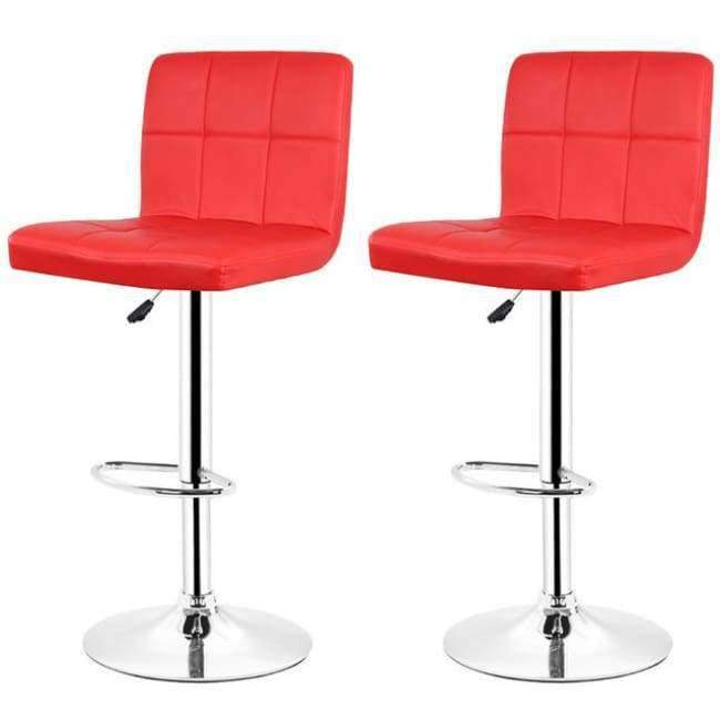 JEOBEST 2PCS/Set Küchen Barhocker Stuhl Leder Verstellbar Drehbare Barhocker Frühstücksbar Stühle Schwarz/Rot DE FR HWC