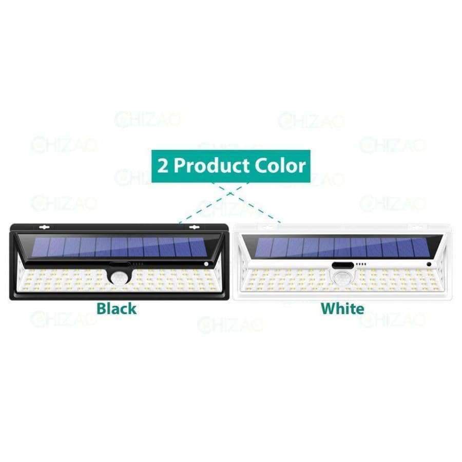 CHIZAO 90 LED Solar Sensor Bewegungsmelder Licht Schwarz/Weiß Wasserdicht Nachtlicht Außen Garten Notlampe 3 Modi PIR
