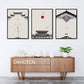 Klassische Architektur Lotus Rote Sonne Wandkunst Leinwandmalerei Poster und Drucke Wandbilder für das Wohnzimmer