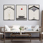 Klassische Architektur Lotus Rote Sonne Wandkunst Leinwandmalerei Poster und Drucke Wandbilder für das Wohnzimmer